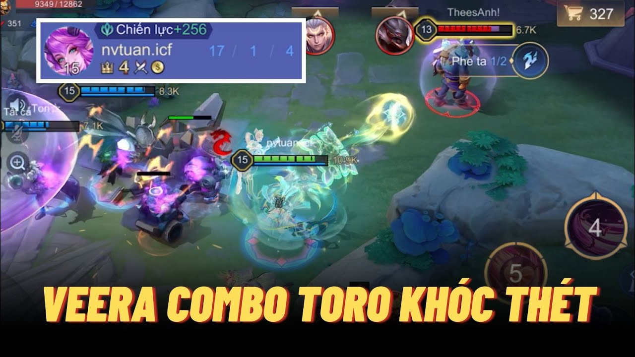 Veera cho 1 combo Toro cũng khóc thét - Cách Veera dùng chiêu cuối không bị phân tán | Liên quân