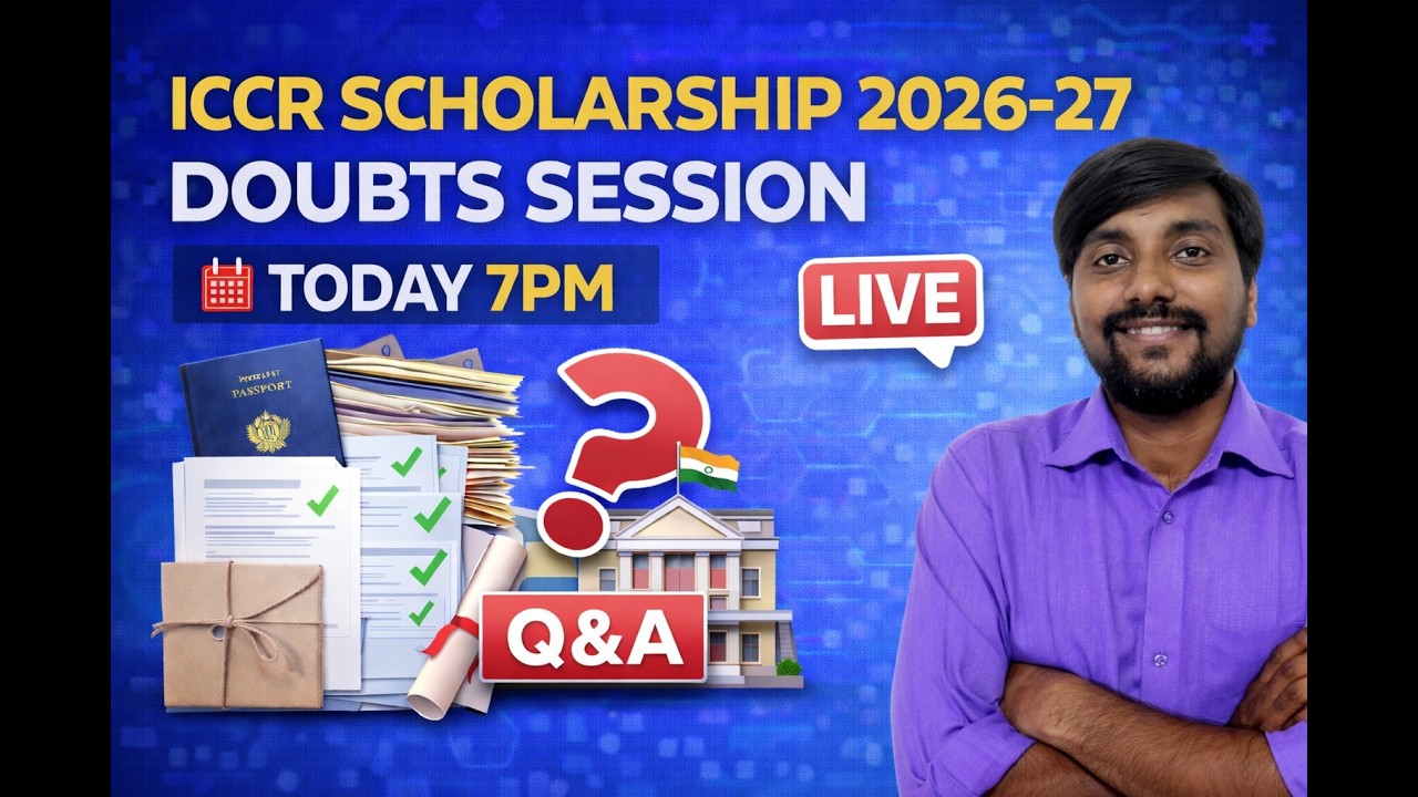 ICCR Scholarship 2026-27 LIVE Doubts Session | Ask Your Questions | Today 7 PM  #iccr #nepal