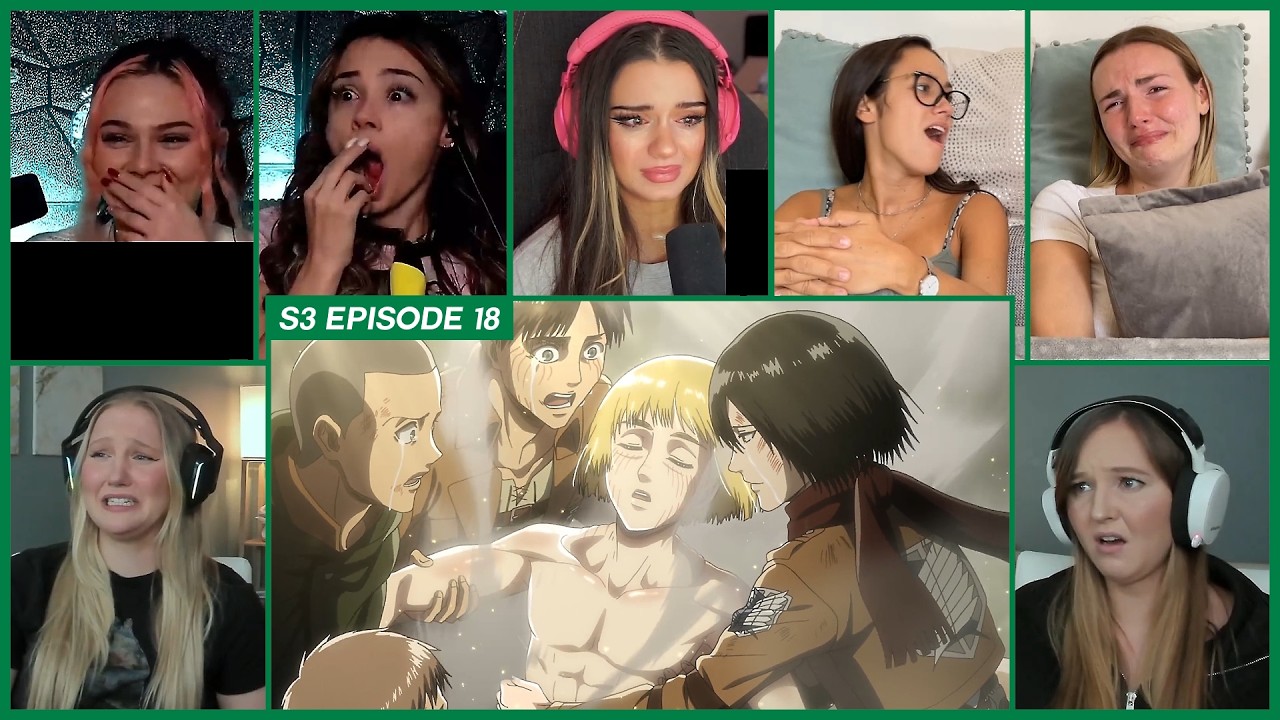 [GIRLS REACT] Armin becomes a Titan | Attack on Titan Season 3 Ep 18 Girl Reaction Mashup