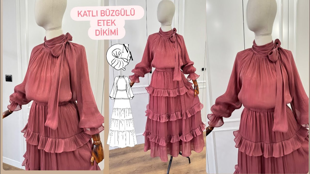 Katlı büzgülü etek kesim ve dikimi kalıp siparişi instagram sayfamdan verebilirsiniz 