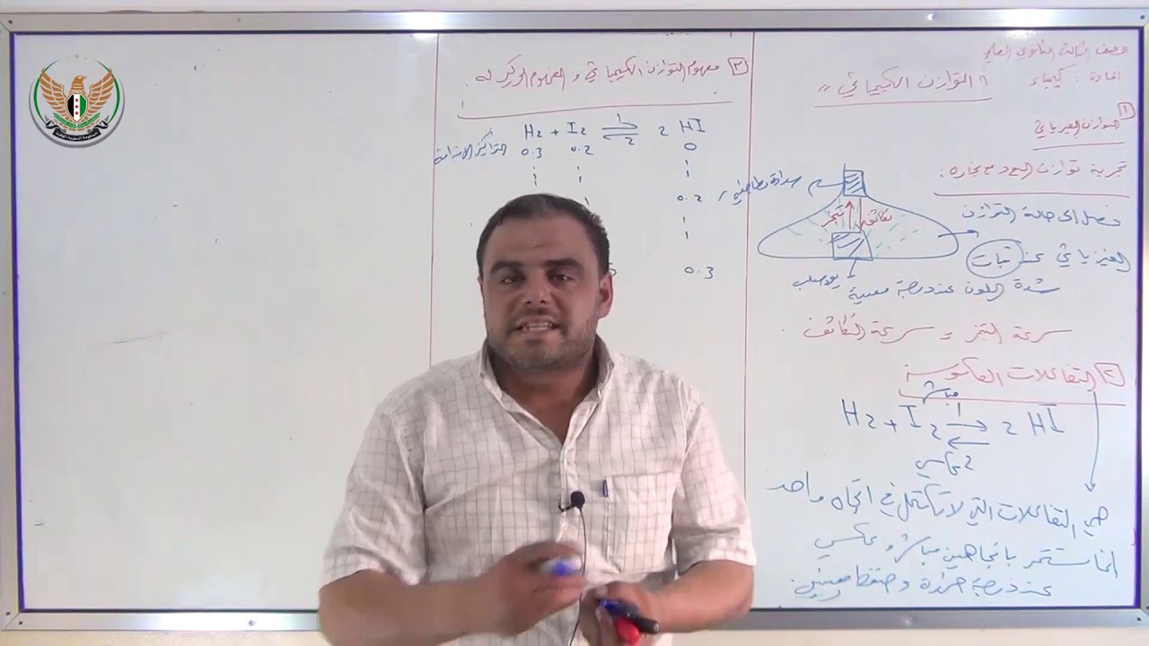 الثالث الثانوي العلمي   الكيمياء  التوازن الكيميائي 1
