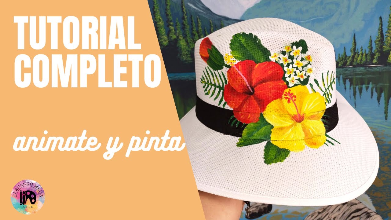 tutorial pintura sobre sombrero | como pintar un sombrero bonito | como pintar una flor |