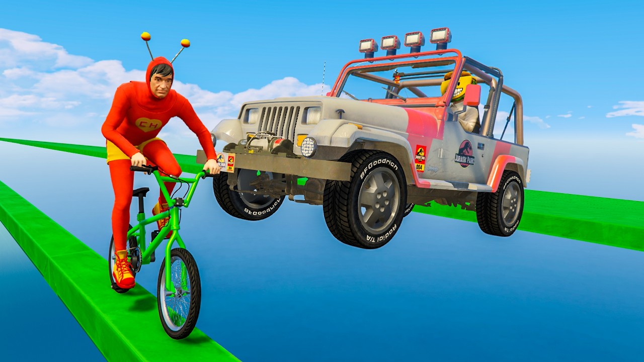 CORRE O TE ATROPELLO EN BICI! SOY UN SUPERHEROE!! - GTA 5 ONLINE