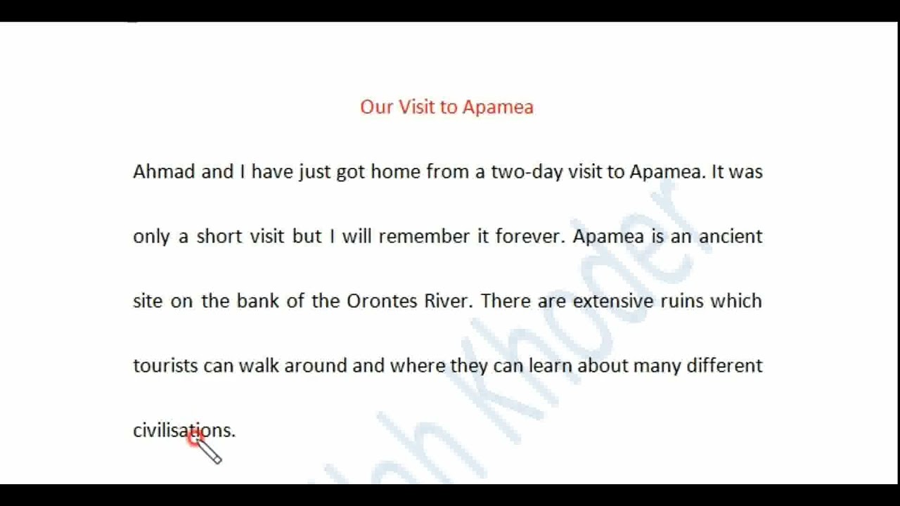 بكلوريا نص كتاب الطالب (Our visit to Apamea/ زيارتنا إلى افاميا)