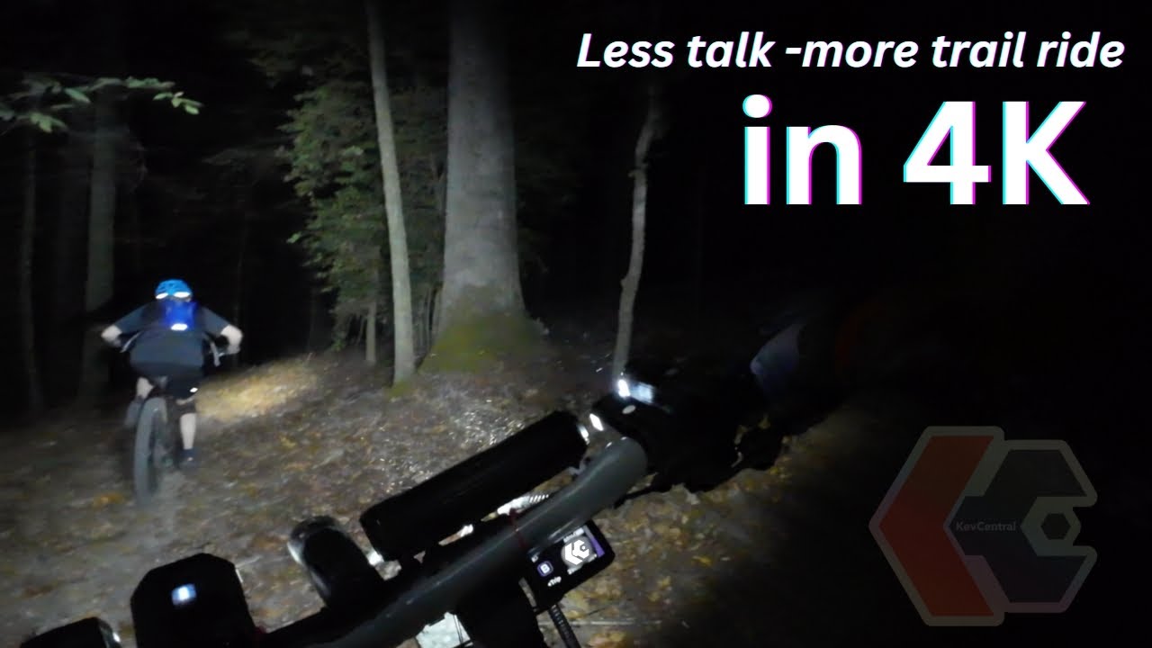4K MTB Trail Ride at Night - 50 mins of Night Riding - Trail Sounds