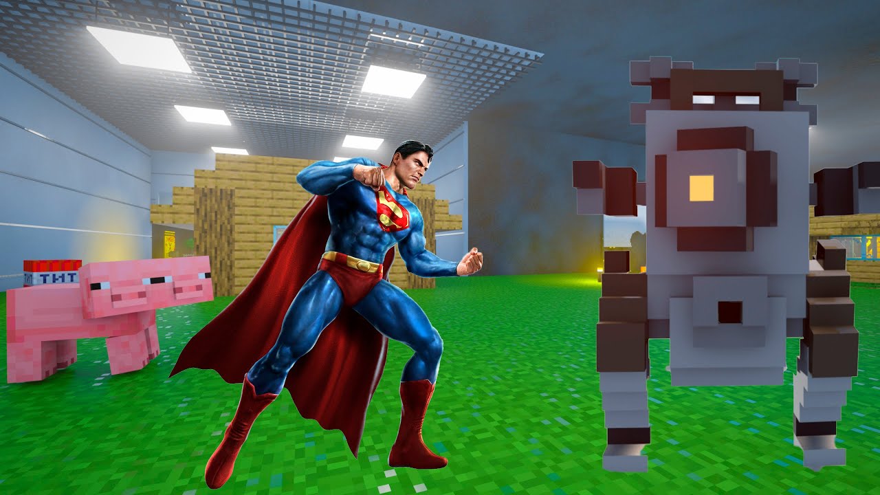 Robots destroyed superman in Minecraft Laboratory Teardown