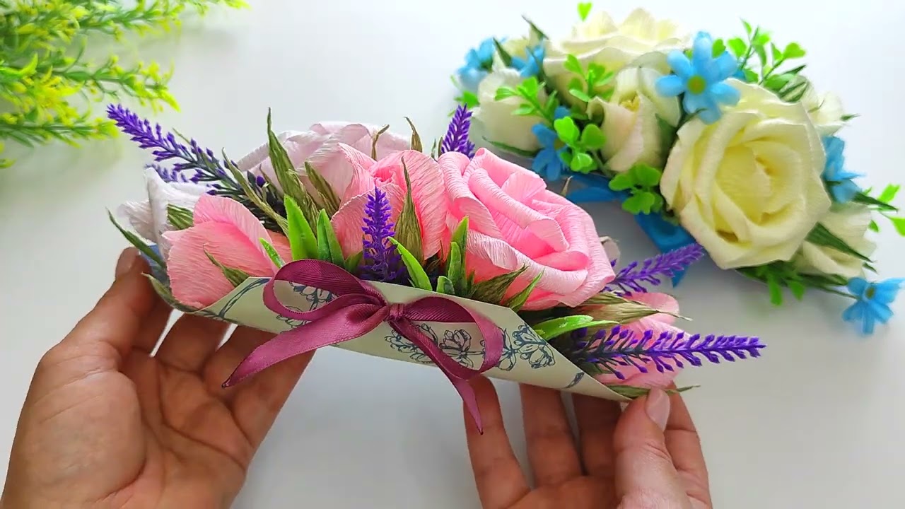 МИНИ СУМОЧКИ С ЦВЕТАМИ ❤️ПОДАРОК СВОИМИ РУКАМИ ❤️Украшения из Креповой бумаги