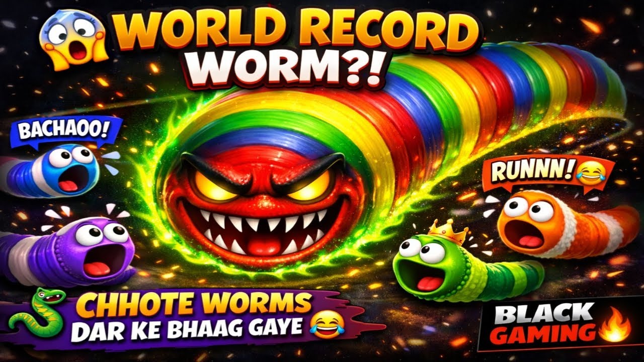 World Record Worm? 😱 | Sabko Dara Diya 😂 | Worms Zone Live | Black Gaming
