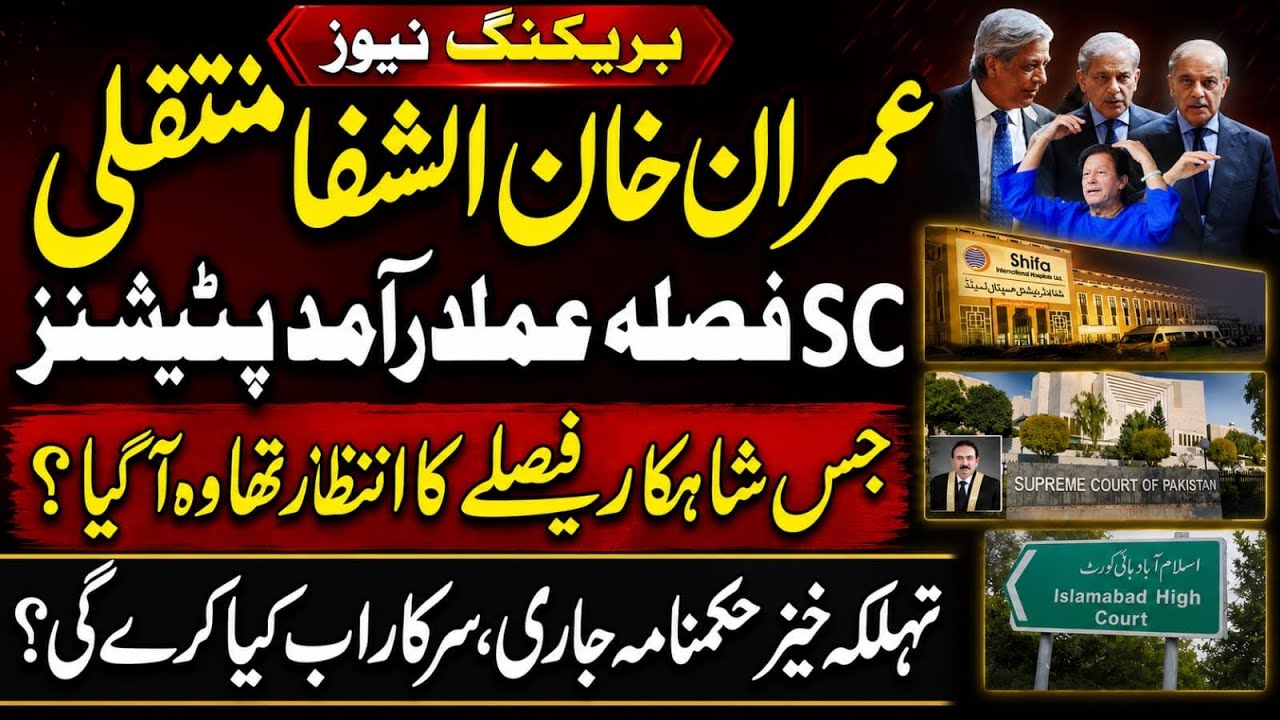 Implementation petitions for SC&rsquo;S orders regarding shifting of Imran Khan to Al-Shifa, IHC verdict.