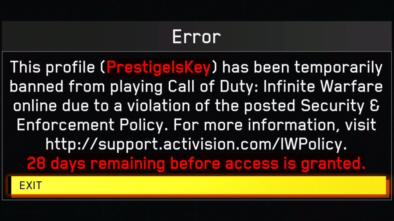 I'm BANNED from Infinite Warfare for 30 Days