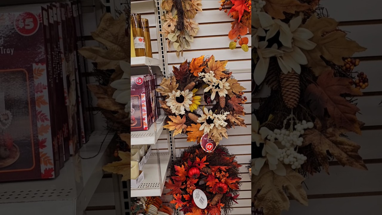 New 2025 $7 Fall Wreaths At Dollar Tree #fall #falldecor #dollartree