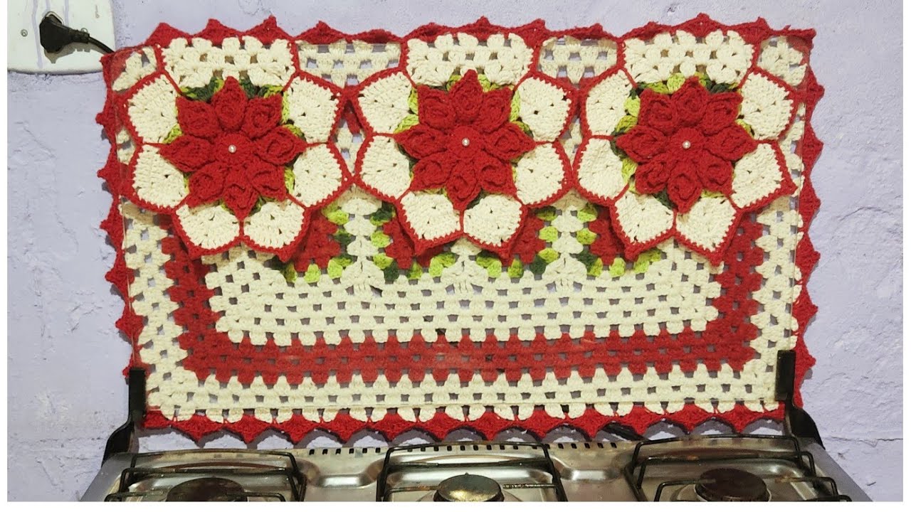 🚨 CAPA DE FOGÃO DE 5 OU 6 BOCAS EM CROCHÊ FÁCIL E RÁPIDO ECONÔMICA/ Passo a passo