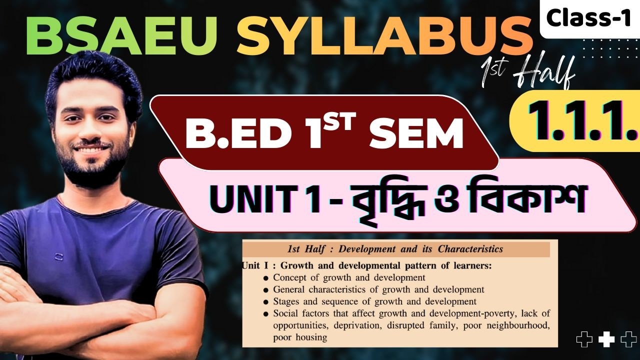 Growth and Development Unit 1 | Childhood and Growing Up | B.Ed Semester 1 Full Lecture in Bengali
