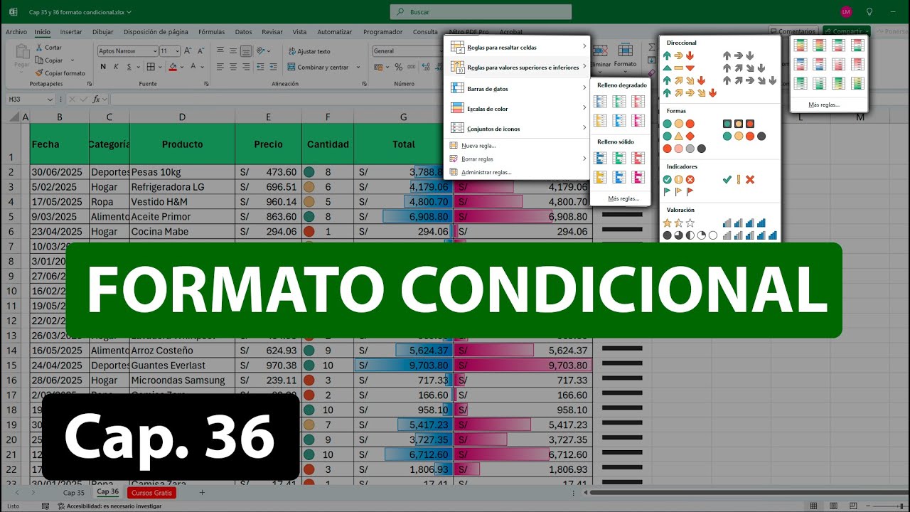 Formato Condicional en Excel: Iconos, Barras y Escalas de Color