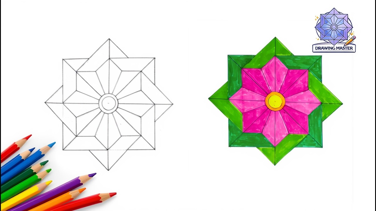 How to Draw and Color a Geometric Flower Pattern | Step-by-Step Symmetry ArtSababi:
