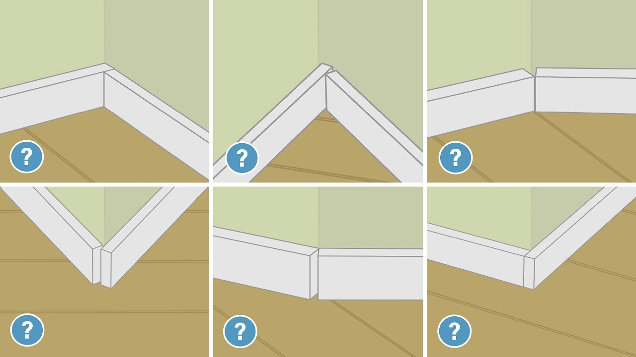 6 techniques d'assemblage / pose de plinthes bois en angle - Astuce découpe angle aigu obtus droit