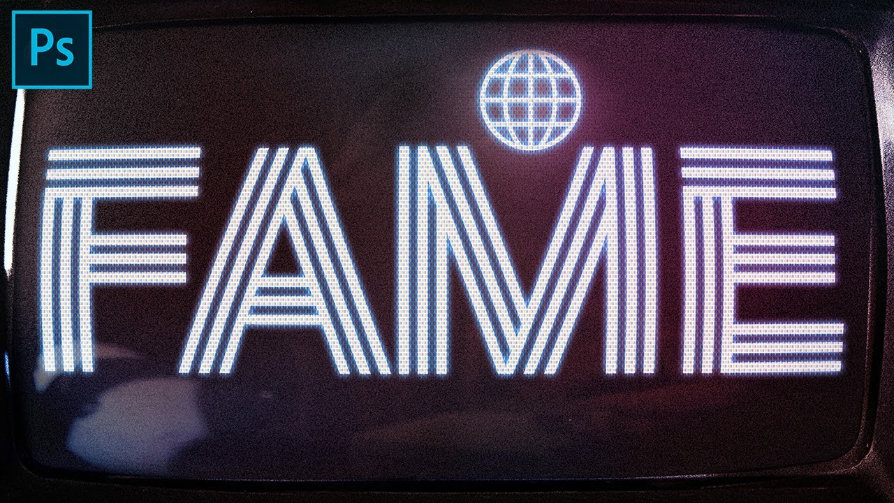 Photoshop CRT Retro TV Logo Technique for Type and Vector Objects | Pattern Fill Tool
