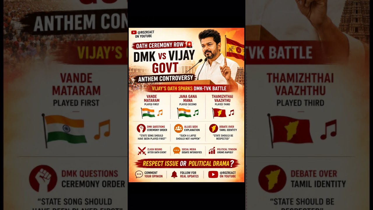 Vijay Oath Sparks Major Row 🚨 DMK vs TVK Over Tamil Anthem Controversy