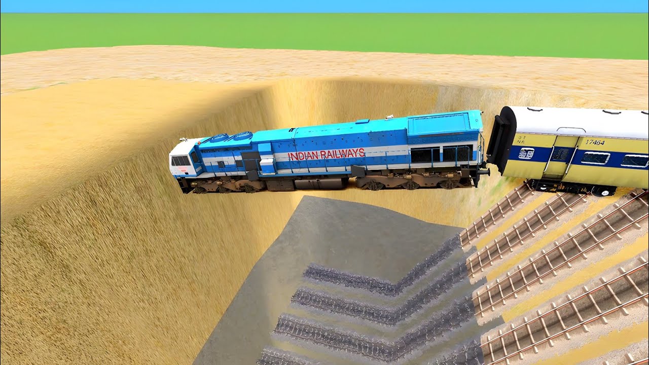 TRAIN VS GIANT 😱 RAILROAD CROSSING JUMP AND CRASHES TRAIN BEANG DRIVE RAILWORK