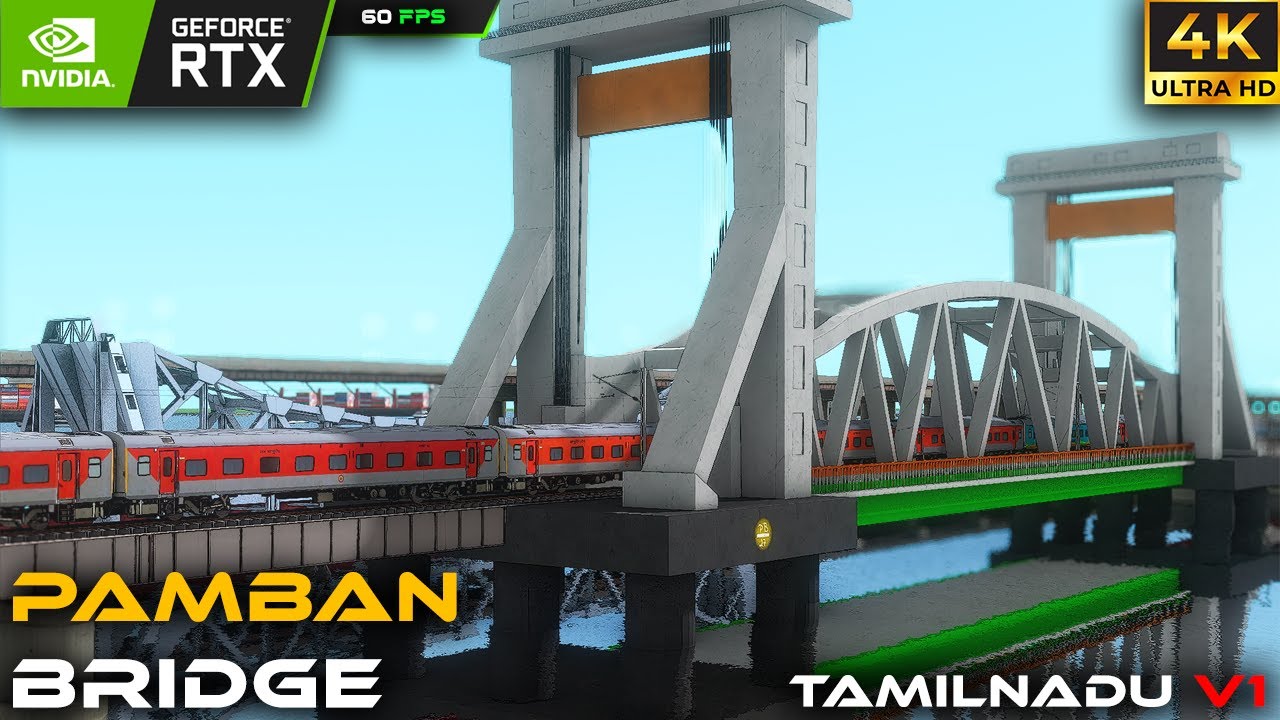 Beautiful  Pamban bridge Tamil Nadu V1 Railworks gameplay #indianrailways #trainsimulator #railworks