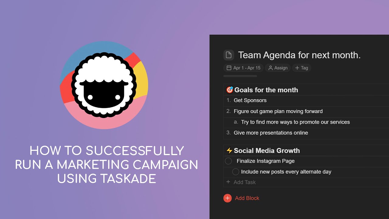 How to Successfully run a Marketing Campaign with Taskade!
