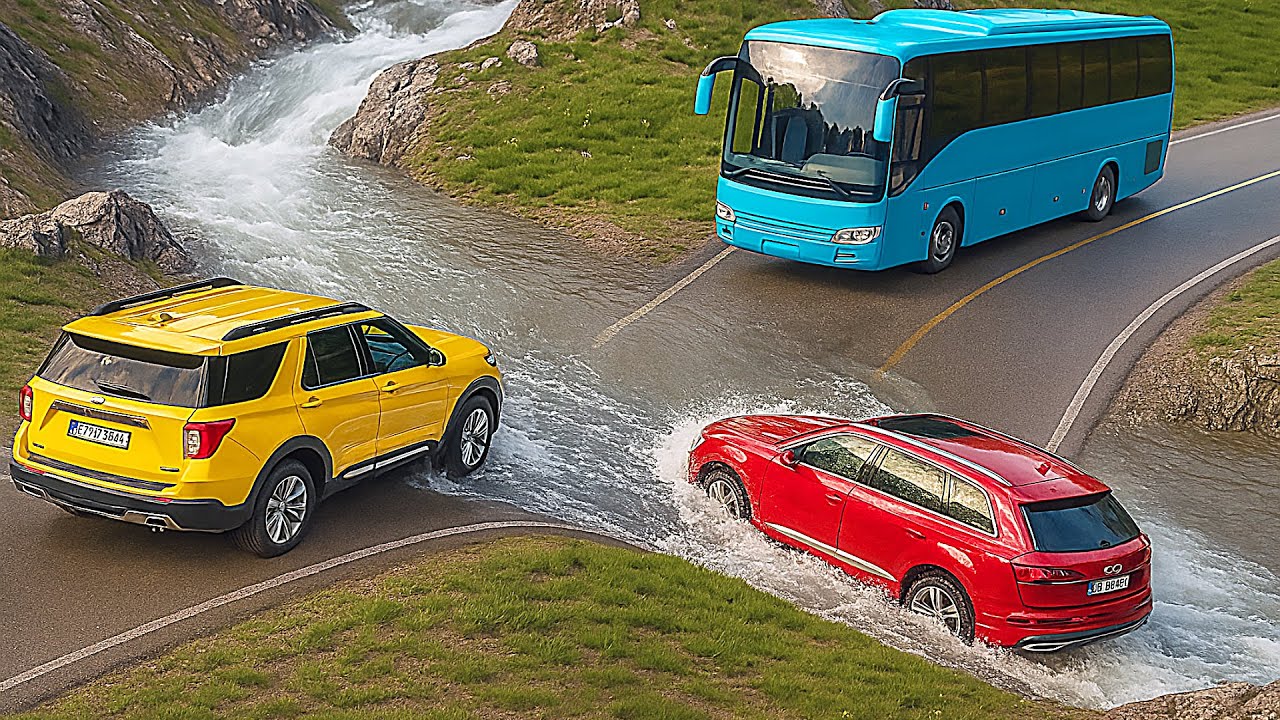 Cars vs Fast Flowing River Challenge in BeamNG Drive!