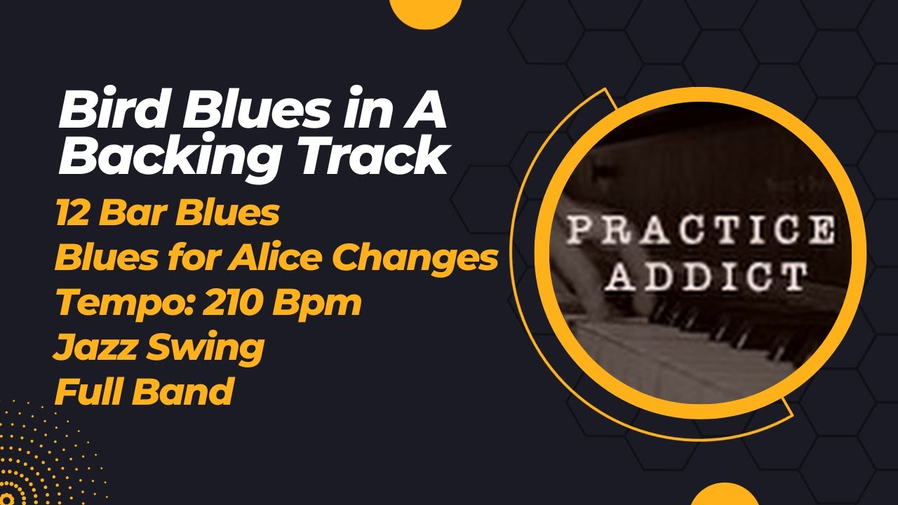 Bird Blues in A Backing Track (Full Band), Swing, 210 bpm