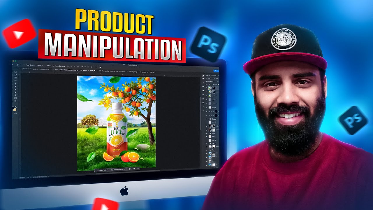 Professional Product Manipulation in Photoshop | Juice Brand Ad Design