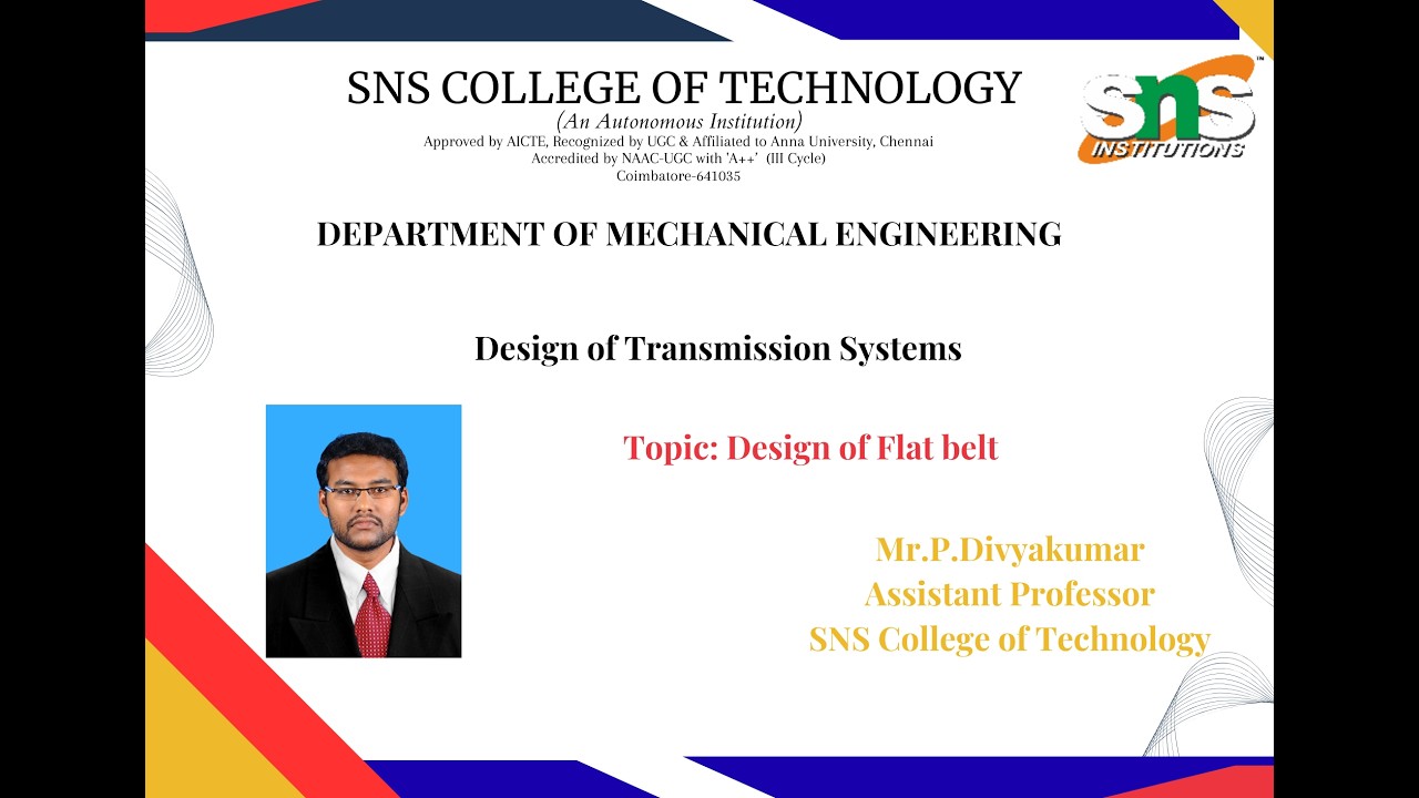 Design of Flat belt | DTS | SNS Institutions