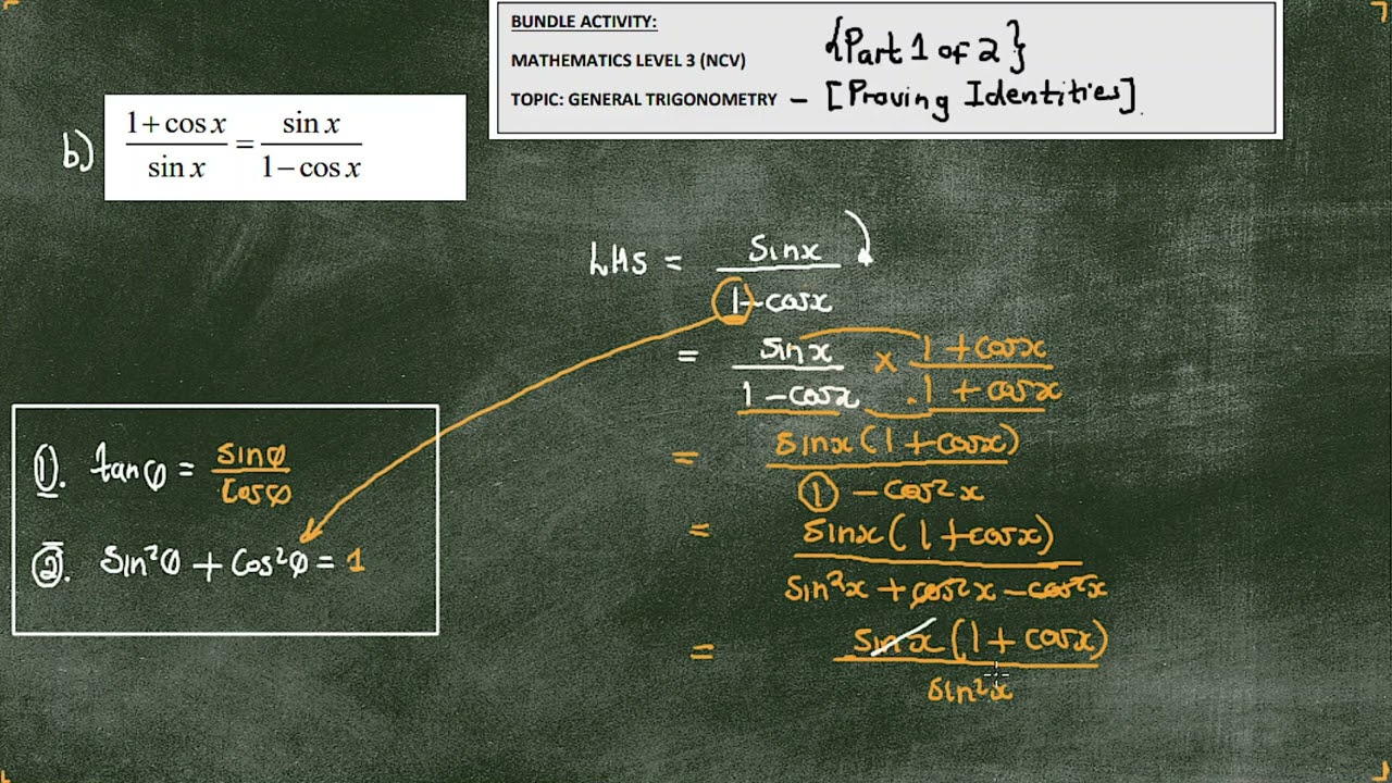 Activity On General Trigonometry (Part 1 of 2): Activity 1 (IDENTITIES) (NCV L3 AND GRADE 11 MATHS)