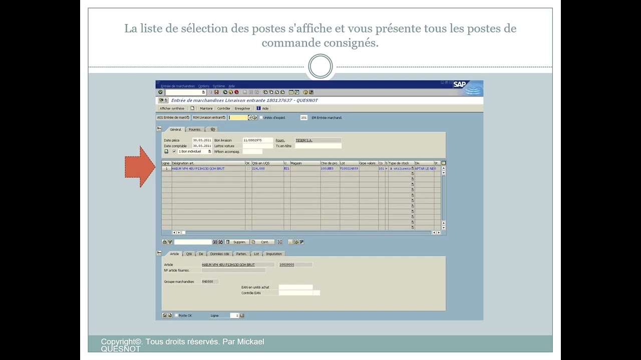 📦 Entr&eacute;e de Marchandises Facile dans SAP    Utilisation de l'Avis de Livraison Pour D&eacute;butants