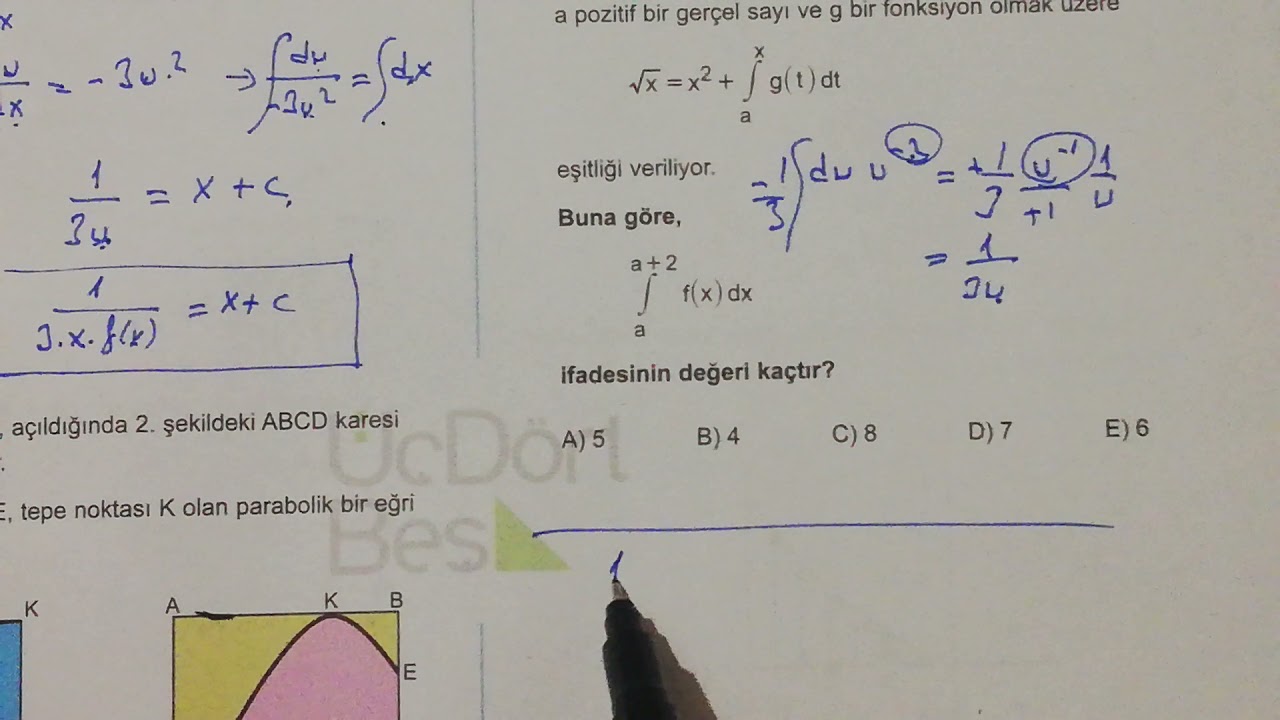 Zor gibi duran ama çözerken zevk veren bir integral sorusu. 345 ösym tadında 12.test iftiharla sunar