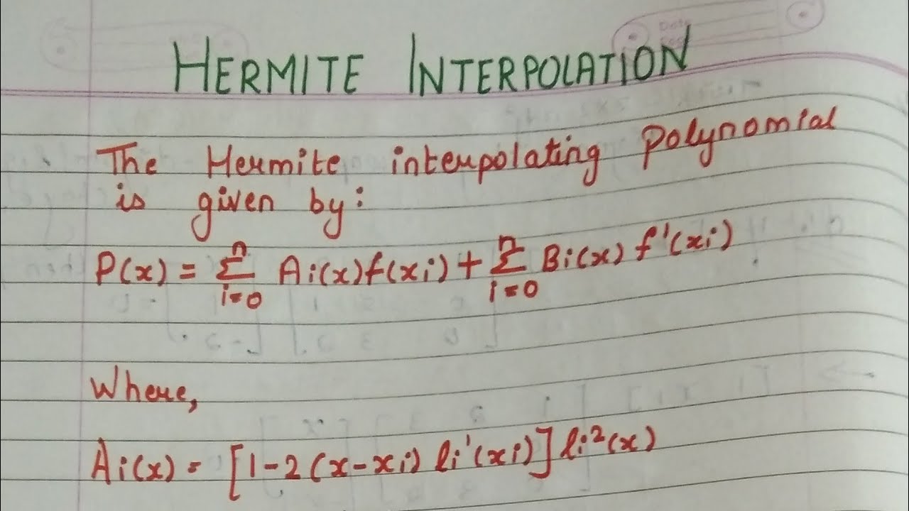 Hermite interpolation in Numerical  Analysis |Hermite polynomial | Hindi