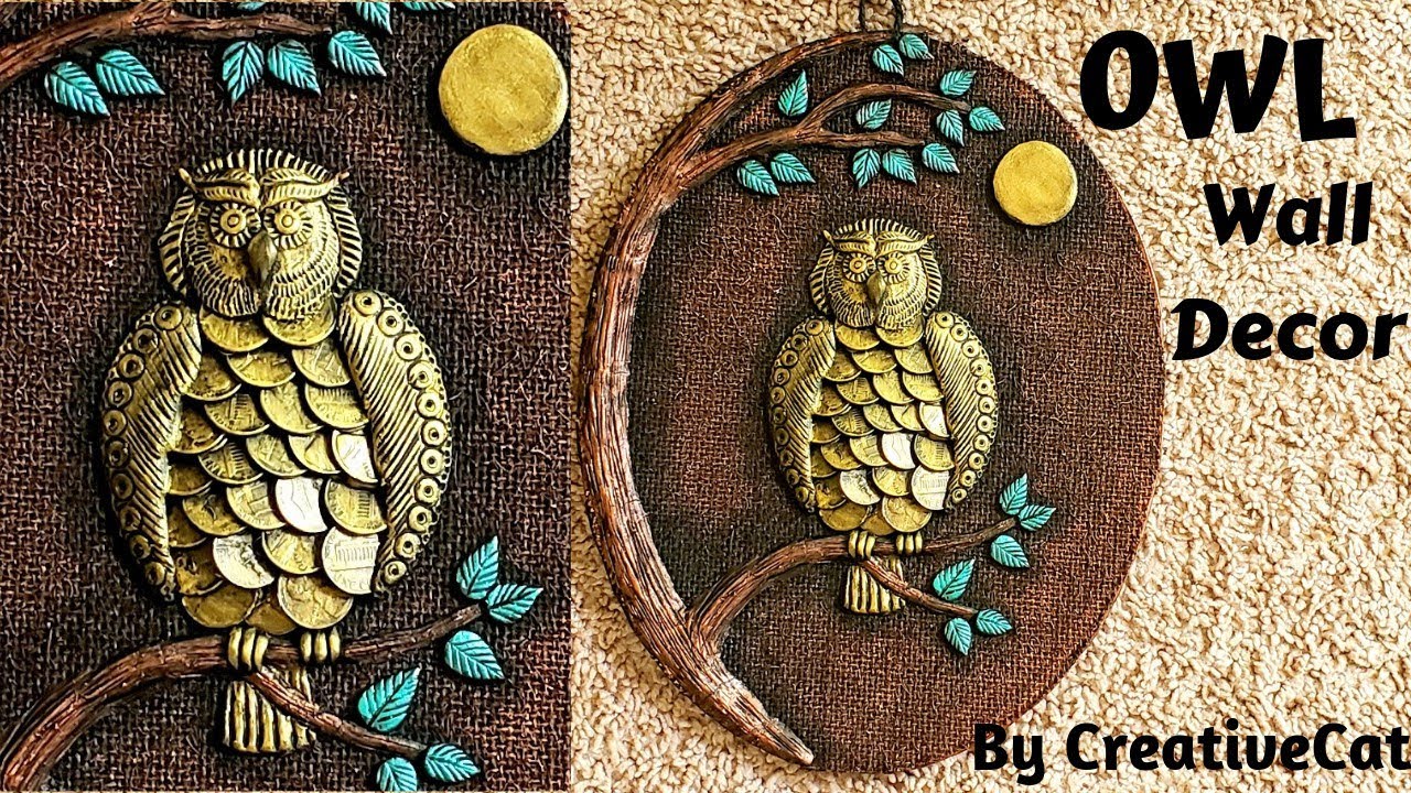 Wall Decor/Coin Owl/Owl home decor/art and craft/Cardboard crafts