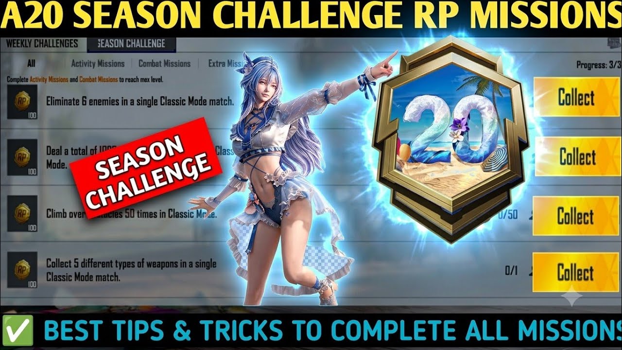 PUBG A20 Season Challenge All Missions Explain | Fast RP Rank Push Trick 🚀