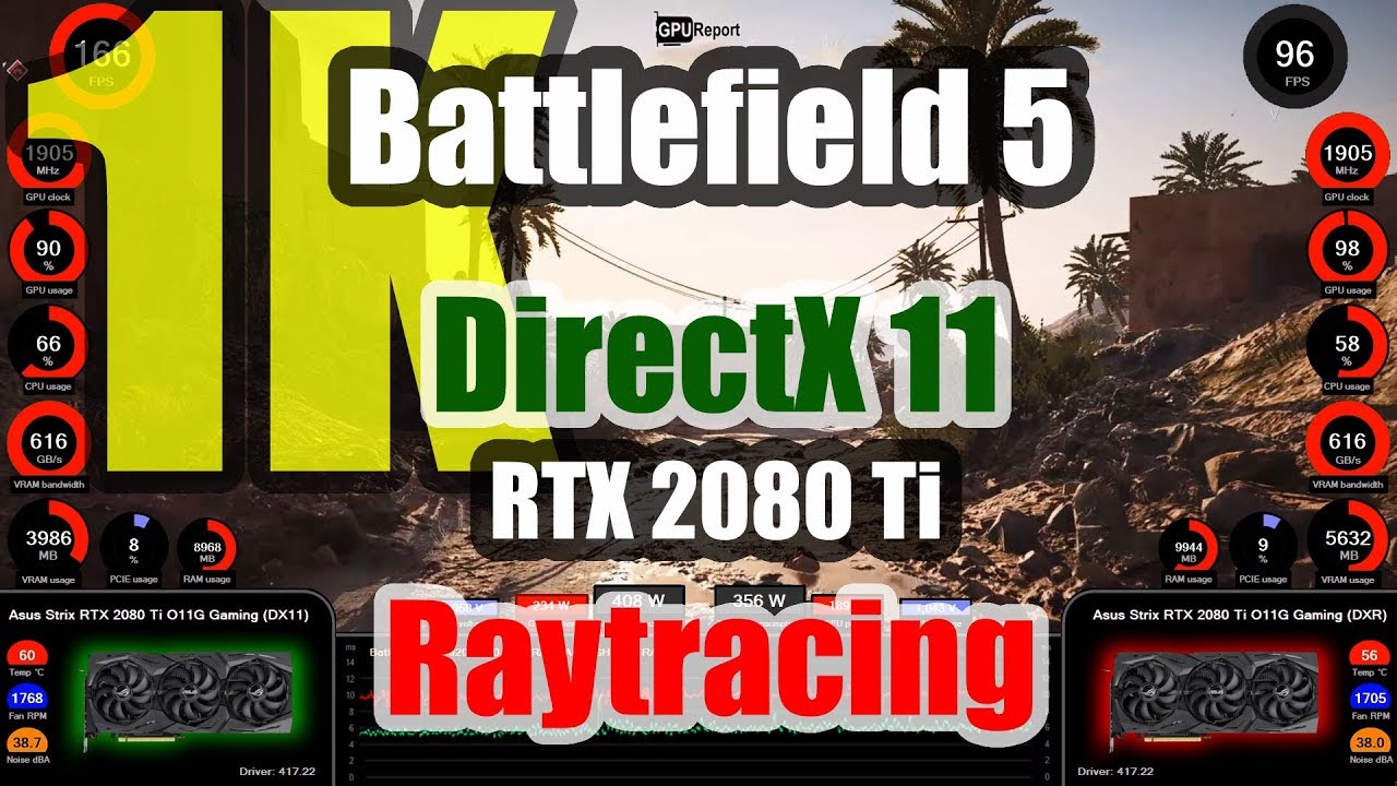 Battlefield V (1K) - GeForce RTX 2080 Ti DX11 vs DXR (Raytracing)