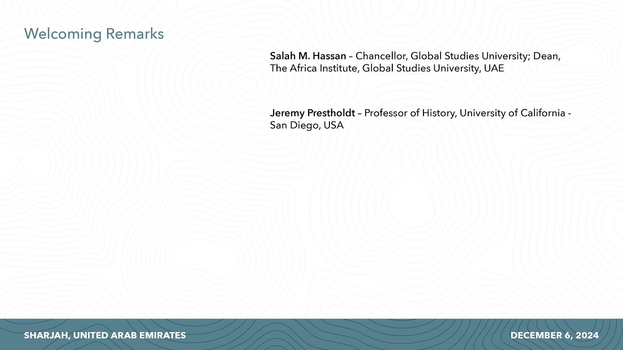 Welcome Remarks | Intertwined Ecologies and Interconnected Histories: The IndianOcean Rim
