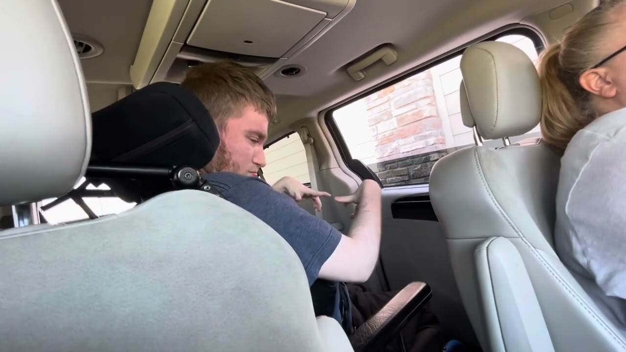 Sam headed to Culver’s drive-thru for supper in the van @onthatnote