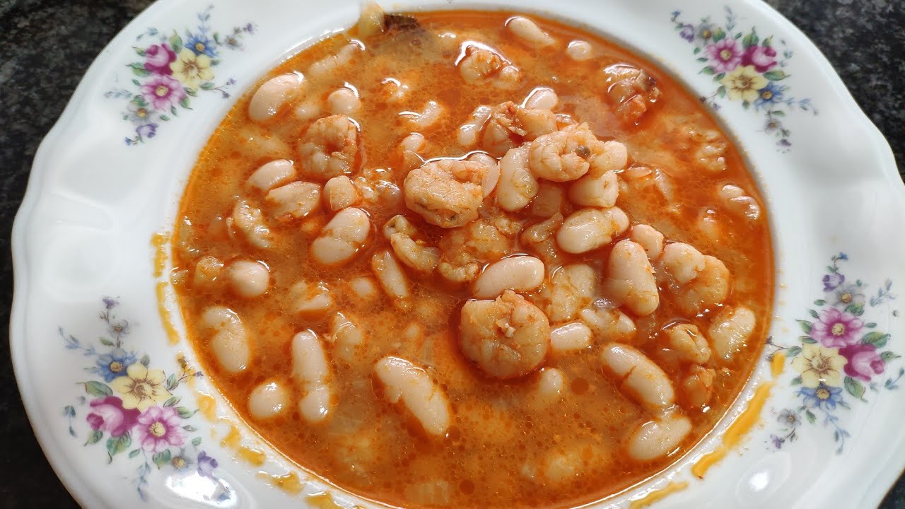 Alubias blancas con gambitas 🎀 Receta económica y deliciosa!