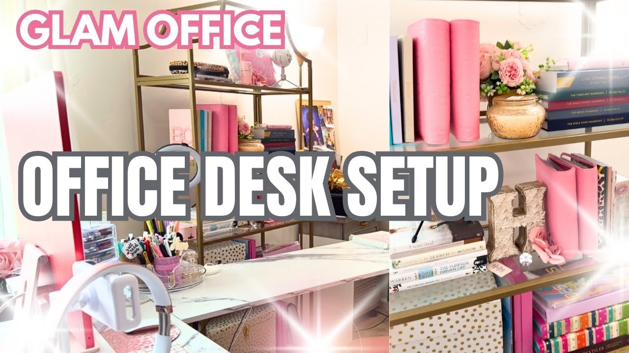 GLAM OFFICE ~ DESK TOUR & SETUP - Getting Ready For Back To School For Me- Functional, Pink, Cozy