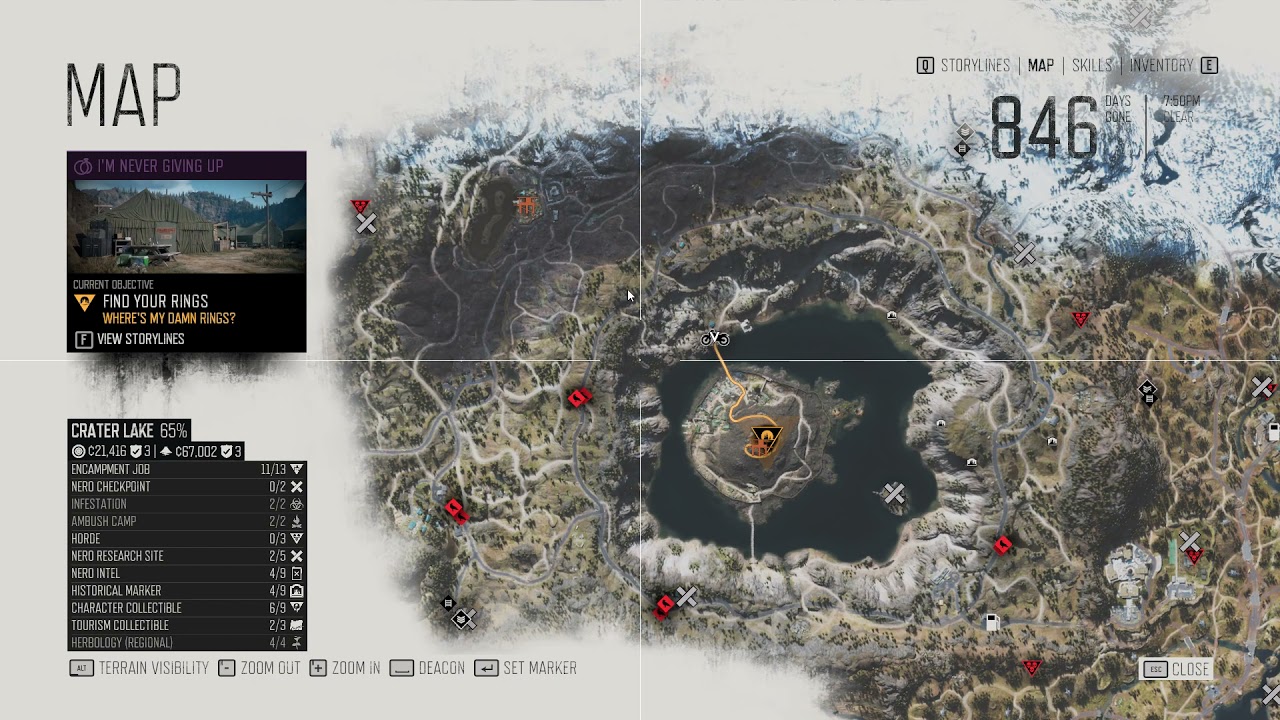 Days Gone - Crater Lake Horde Map Locations