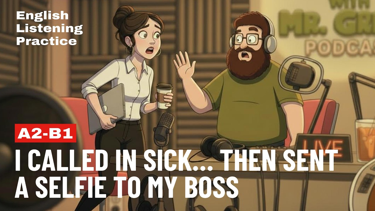 English Listening Practice (A2–B1) | I Called in Sick… Then Sent a Selfie to My Boss