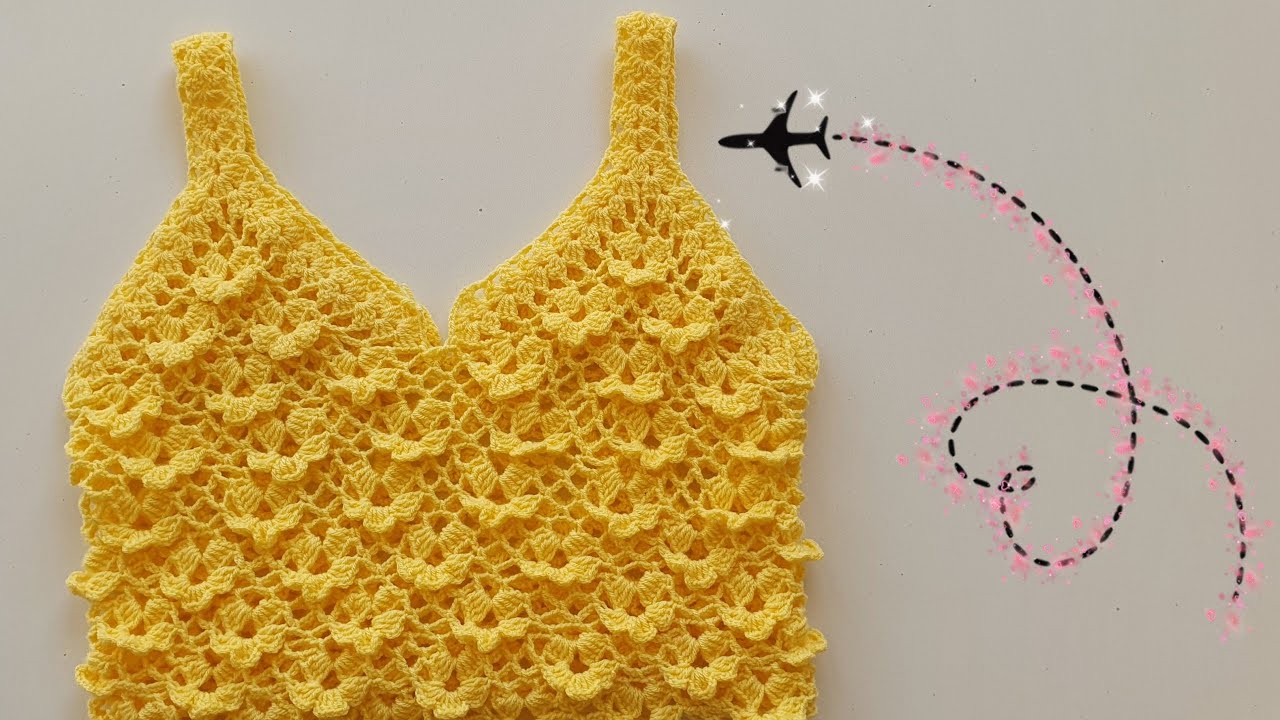 Easy knitting/Crochet blouse💯/😊بافت تاپ با قلاب به روش کاملا اسان/2