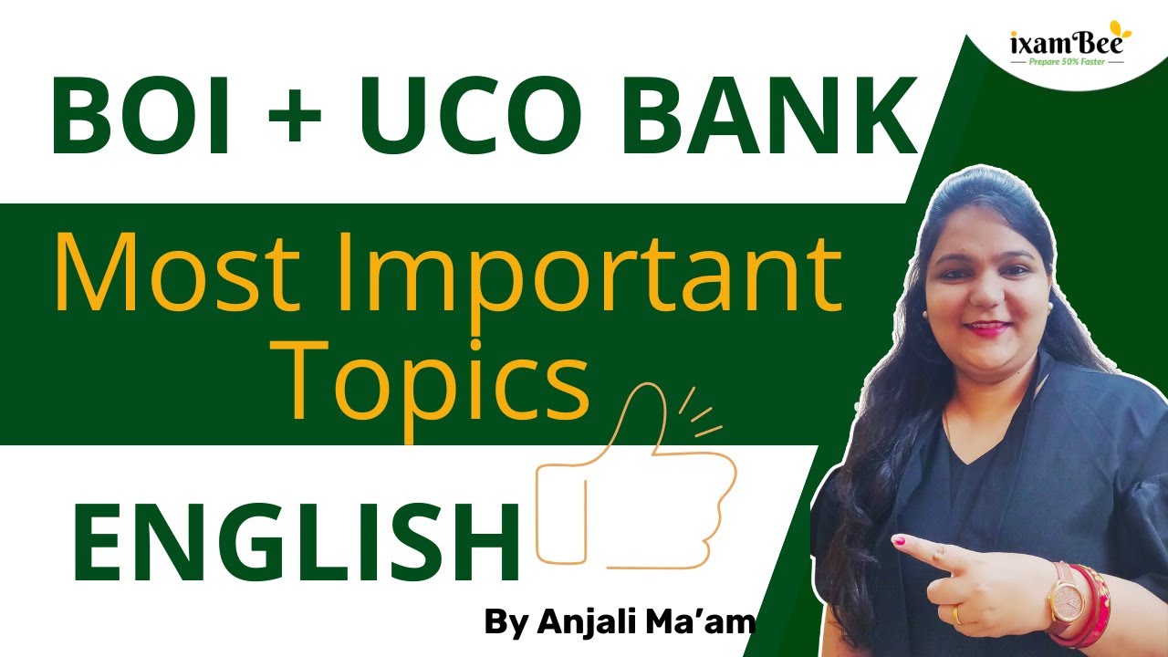 BOI + UCO Bank | Most Important Topics - English |  By Anjali Ma'am
