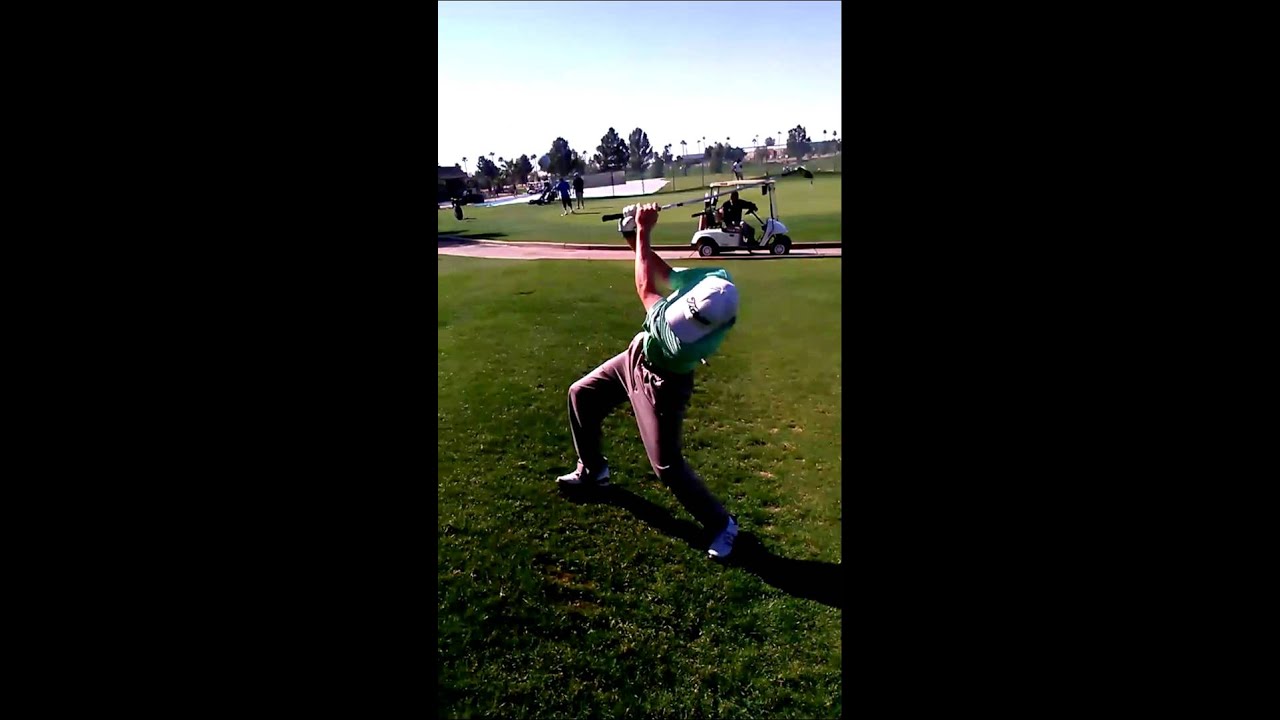 Phil Mickelson backwards flop shot impression