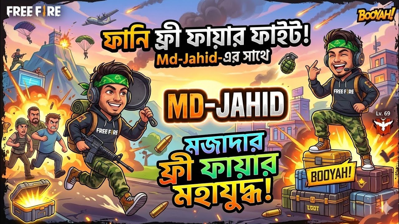 ফানি ফ্রি ফায়ার ফাইট🔴: Md-Jahid এর সাথে চরম আড্ডা ও গেমপ্লে!🔴😂
