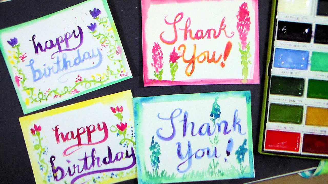 Easy Watercolor Brush Lettering Greeting Cards