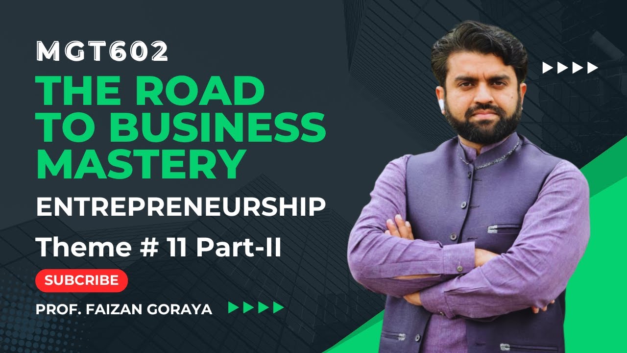 MGT602 Theme 11 Part 2: Business Venture || Entrepreneurship || Short Lecture