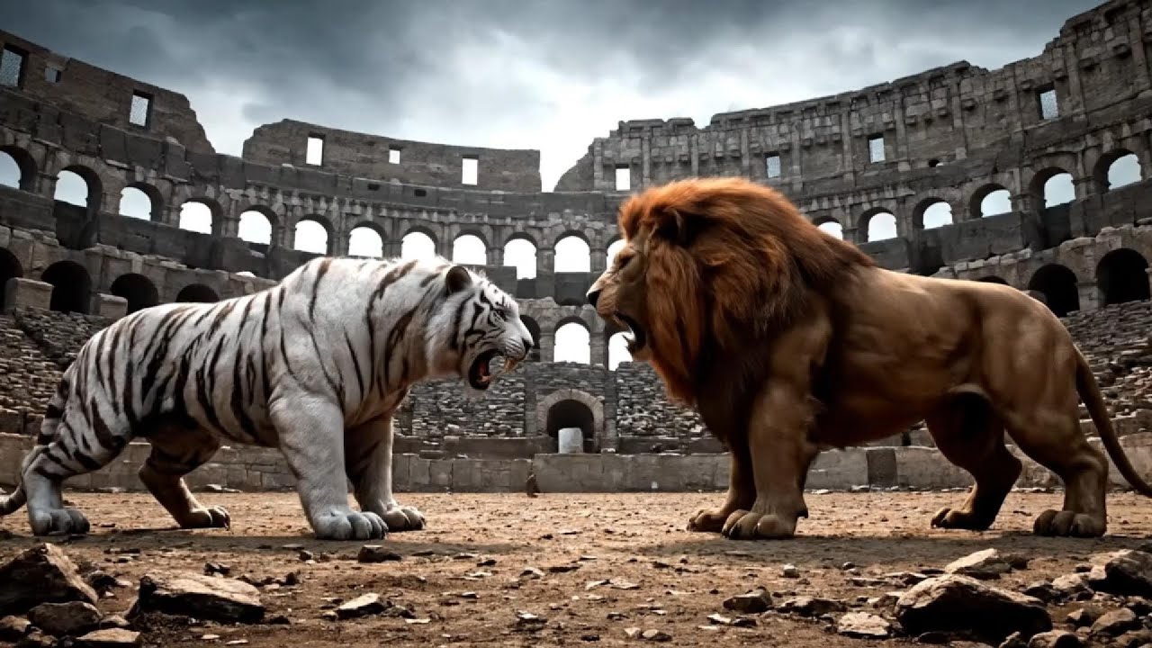 White Tiger vs Lion – The Ultimate Battle in Ancient Greek Arena