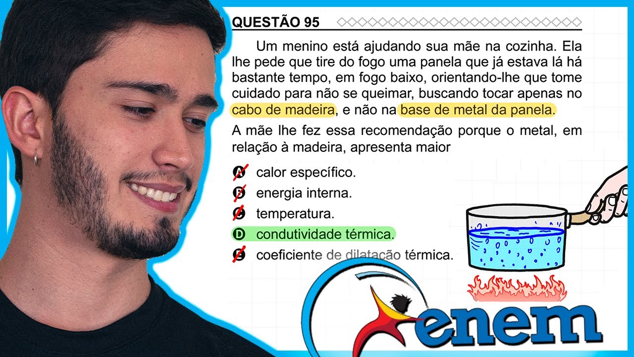 ENEM 2022 PPL - Um menino est&aacute; ajudando sua m&atilde;e na cozinha. Ela lhe pede que tire do fogo uma panela